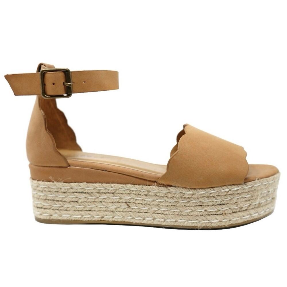 Bamboo Espadrilles Tan Open Toe Platform Ankle Strap Sandals Sz 10 | NIB
